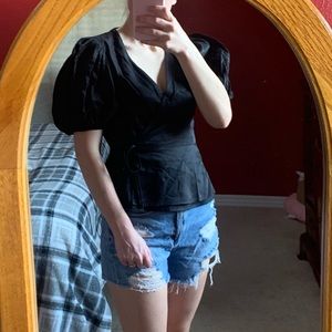 Puff sleeve wrap top